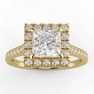 certified 1 carat halo engagement ring in 14k gold