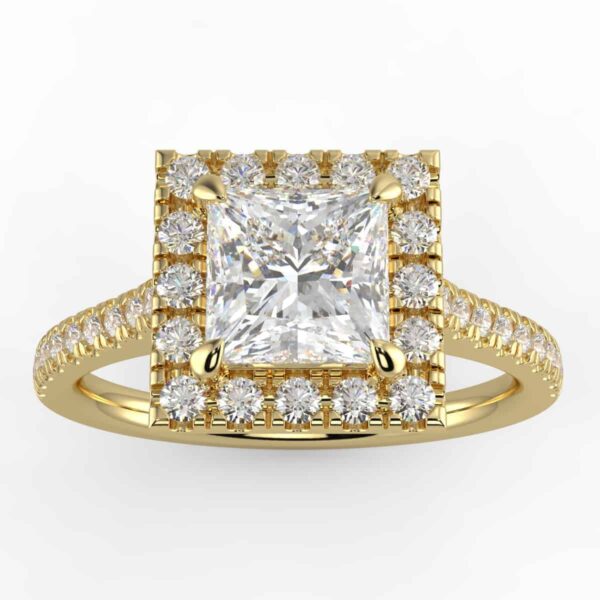 certified 1 carat halo engagement ring in 14k gold