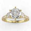 certified 1 carat three stone engagement ring in 14k gold