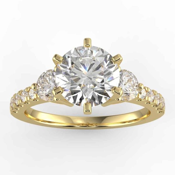 certified 1 carat three stone engagement ring in 14k gold