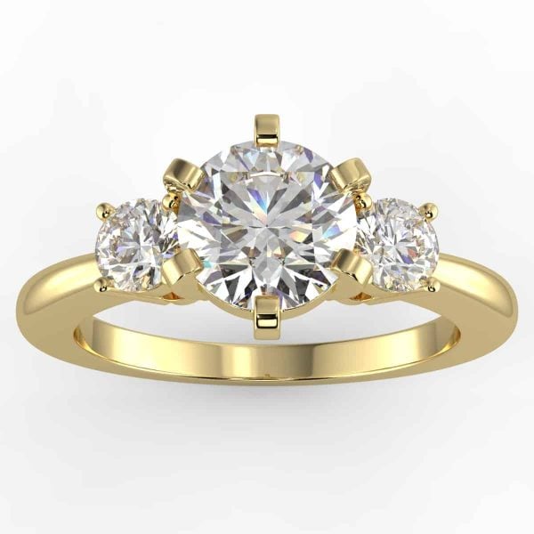 certified 1 carat 3 stone engagement ring in 14k gold