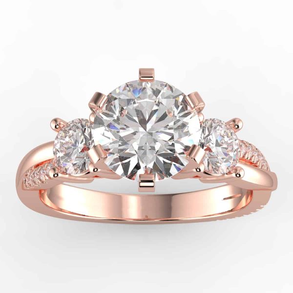 3 stone diamond ring mount 2/5 ct