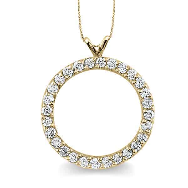 1/4 carat diamond circle pendant in 10k gold