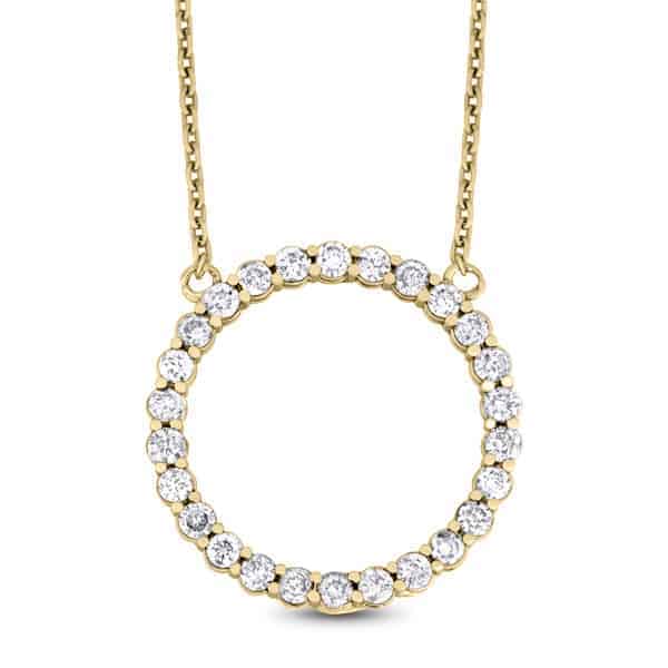 1 1/3 carat diamond circle pendant in 14k gold
