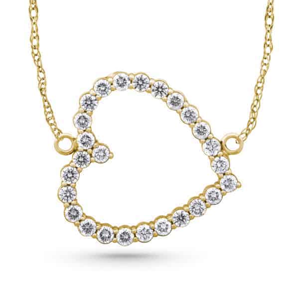 1/2 carat diamond floating heart pendant in 14k gold