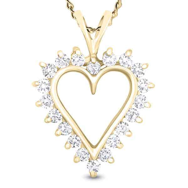 7/8 carat diamond heart pendant in 14k gold