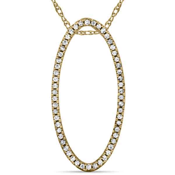 1/3 carat diamond oval pendant in 14k gold