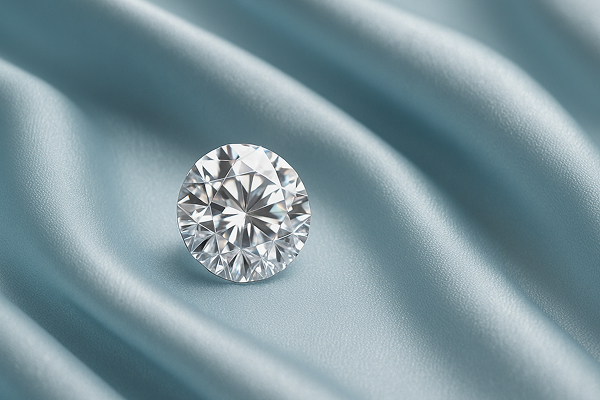 a single round diamond on a light blue silk fabric