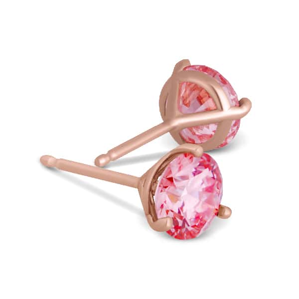 1ct pink enhanced lab diamond martini stud earrings