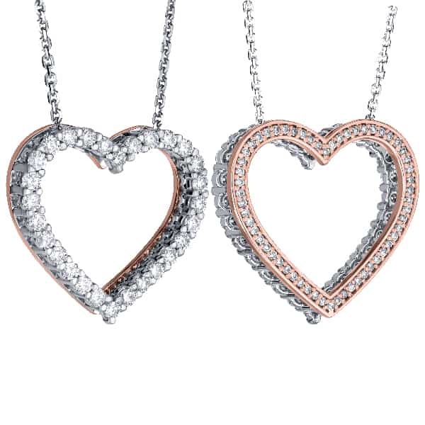 1cttw double sided diamond heart large pendant