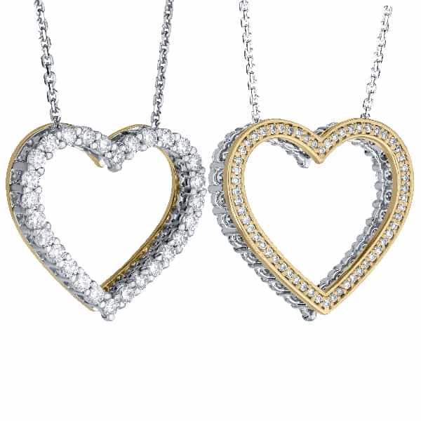 1cttw double sided diamond heart large pendant