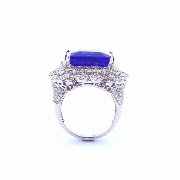 23 carat tanzanite ring in 18k gold