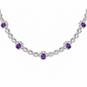 Oval Amethyst and Diamond Necklace (3 1/5cttw)