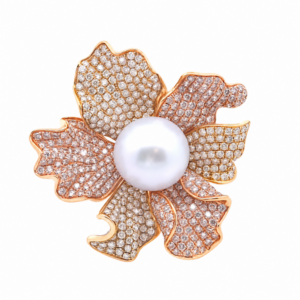 5 3/4ct Diamond and Pearl Ring in 18k Gold