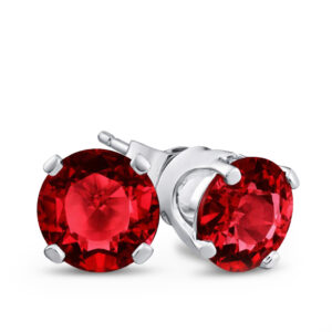Lab Ruby Stud Earrings (2/5cttw - 1cttw)