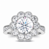 Use these with a different holiday keyword mix: Alternative Text: White gold floral diamond halo semi-mount engagement ring
