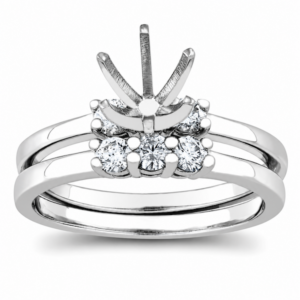 Diamond Three Stone Wedding Semi-Mount Set (1/4cttw)