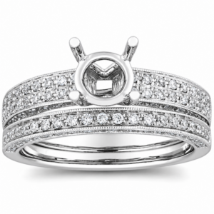 White gold diamond pavé wedding set for Christmas proposals and holiday bridal jewelry shopping