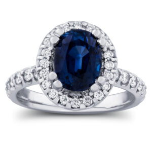 Tanzanite & Diamond Halo Ring (3 1/3cttw)