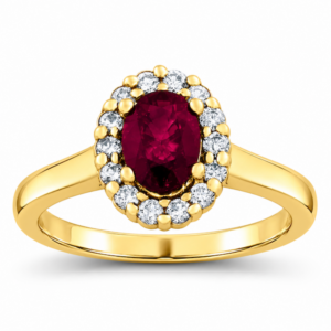Diamond & Ruby Halo Ring (1cttw)