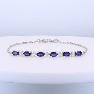 Lab Grown Diamond and Sapphire Oval Bracelet (1 1/2cttw)