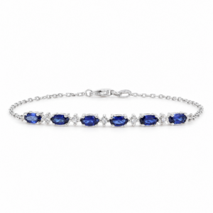 Lab Grown Diamond and Sapphire Oval Bracelet (1 1/2cttw)