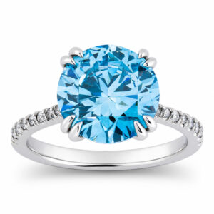 5.30ct Blue Enhanced Lab Diamond Ring in 14k Gold