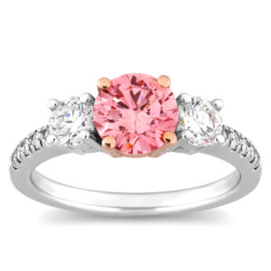 1.68ct Pink Enhanced Lab Diamond Ring in 10k Gold