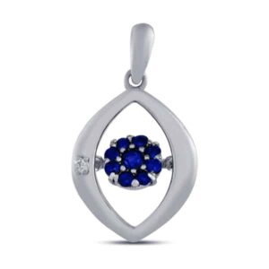 Diamond Sapphire Cluster Dancing Pendant (1/4cttw)