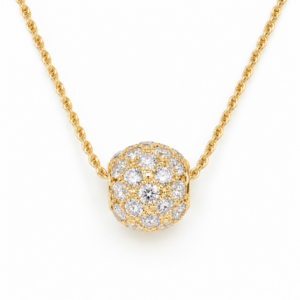 4ct Lab Diamond and Bezel Ball Pendant in 14k Gold