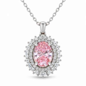 2.70ct Lab Fancy Vivid Pink Diamond Pendant in 18k Gold