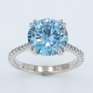 5.30ct Blue Enhanced Lab Diamond Ring in 14k Gold