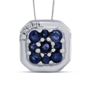 Diamond Sapphire Cluster Pendant (1/4cttw)