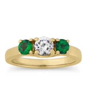 Three-Stone Diamond and Garnet Ring (1cttw)