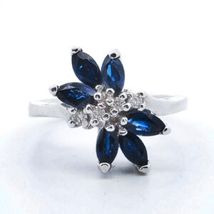 Sapphire & Diamond Cluster Ring (1 1/5cttw)