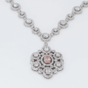 Lab Pink Oval and Round Necklace (11cttw)