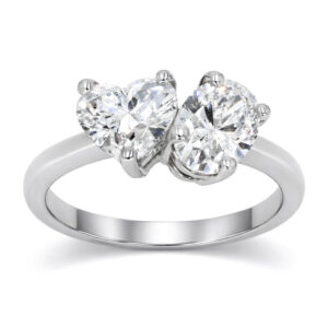 2-Stone Heart & Oval Lab Diamond Ring (Certified 2cttw)
