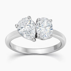 2-Stone Pear & Oval Lab Diamond Ring (Certified 2cttw)