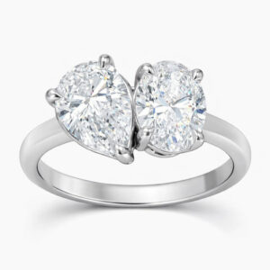 2-Stone Pear & Oval Lab Diamond Ring (Certified 3cttw)