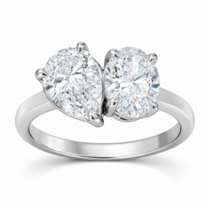 2-Stone Pear & Oval Lab Diamond Ring (Certified 3cttw)