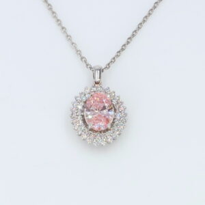 2.70ct Lab Fancy Vivid Pink Diamond Pendant in 18k Gold
