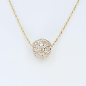 4ct Lab Diamond and Bezel Ball Pendant in 14k Gold
