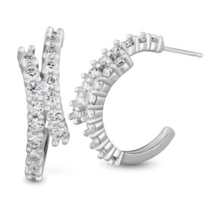 Lab Diamond Bypass Hoop Earrings (1 1/2cttw)