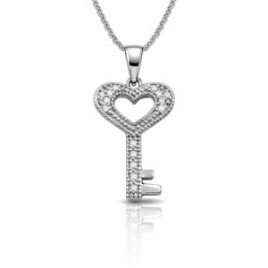 Lab Diamond Heart Key Pendant