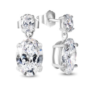 Lab Oval Diamond Dangle Earrings (4cttw)