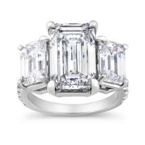 Emerald Three Stone Lab Diamond Ring (Certified 11cttw)