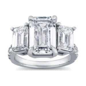 Emerald Three Stone Lab Diamond Ring (Certified 8 1/2cttw)