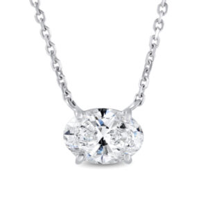 Oval Lab Diamond Solitaire Necklace (Certified 2cttw)