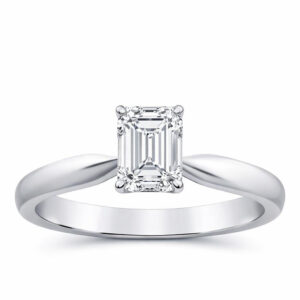 Emerald Diamond Solitaire Ring (GIA Certified 1cttw)