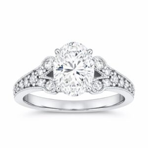 Oval Diamond Milgrain Ring (GIA Certified 1 1/2cttw)